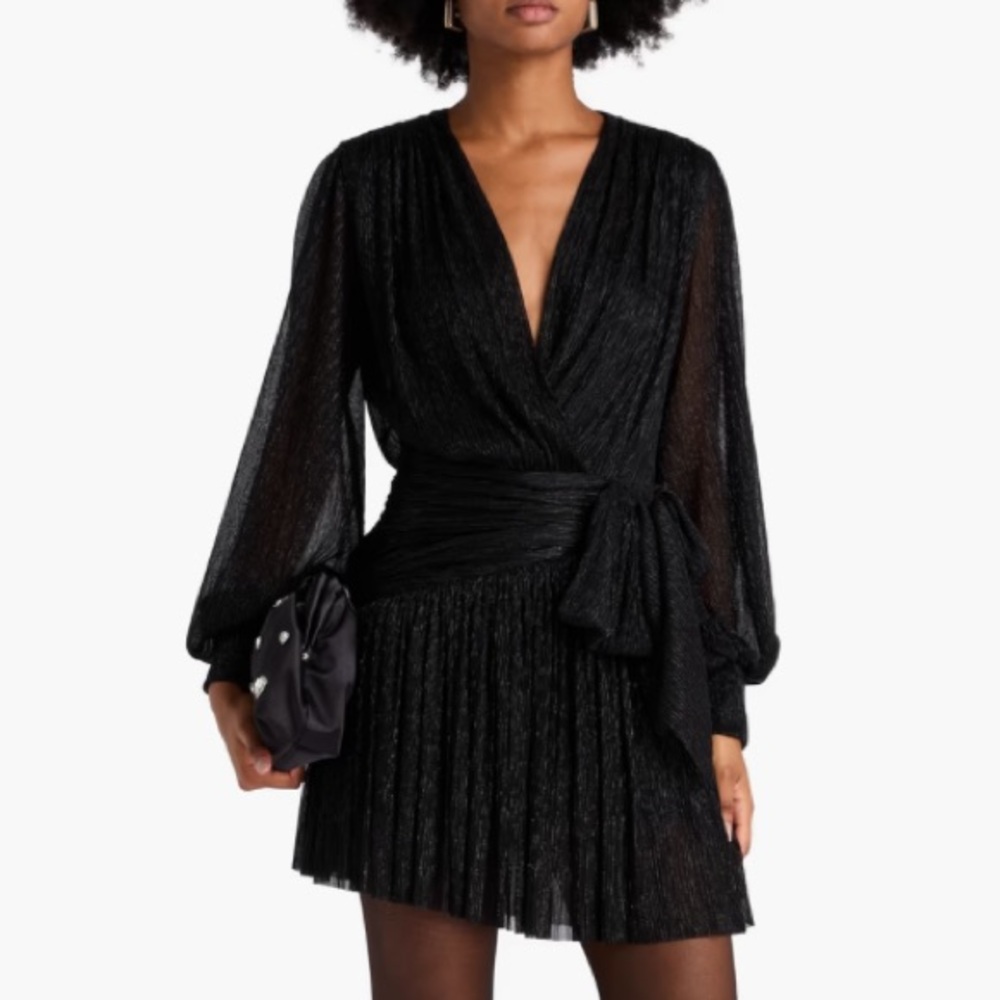 Maje Metallic Black Tulle Dress 42